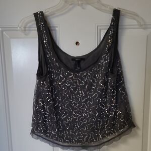 Forever 21 Gray Sequin Embellished Tank Top
